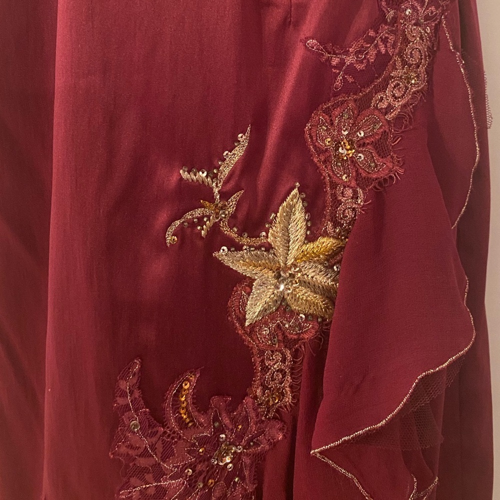Mandalay/Julian Joyce Vintage Burgundy Wine Satin Cocktail Dress Sz 10 NEW RARE - Picture 3 of 16